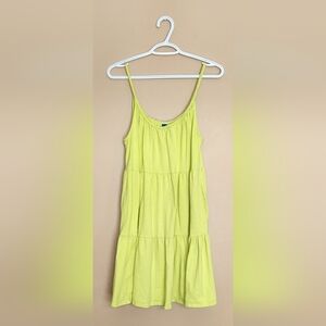 Old Navy Tiered Cami Mini Flowy Knit Dress Braided Straps Green Pockets Sz M